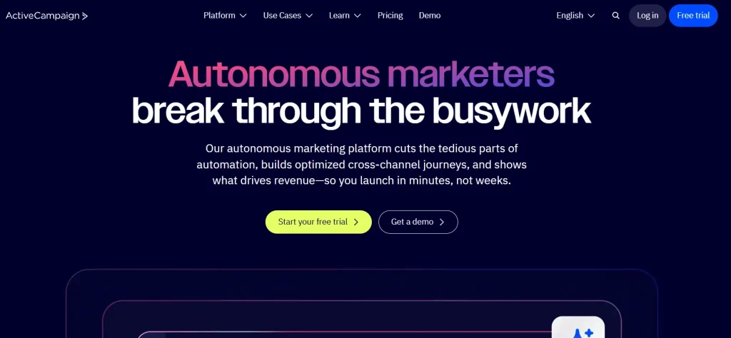 Activecampaign homepage omnichannel marketing