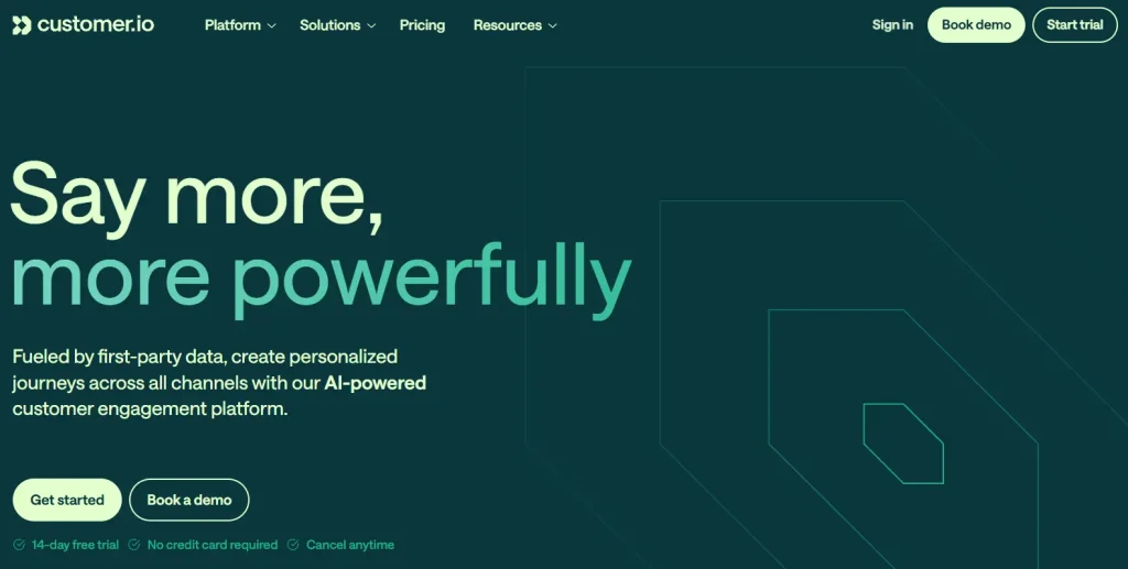 Customer.io homepage