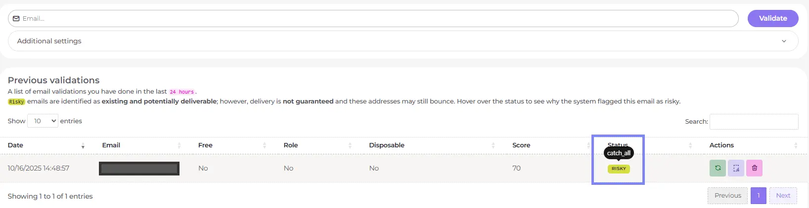example of catch all email address verification in mailerio