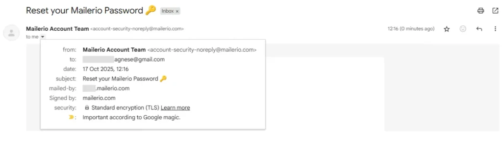 noreply email example with password reset info